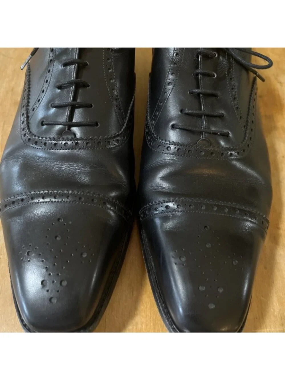 j Fitzpatrick Black Calf Leather Windermere Oxfords Mens Sz 12 E